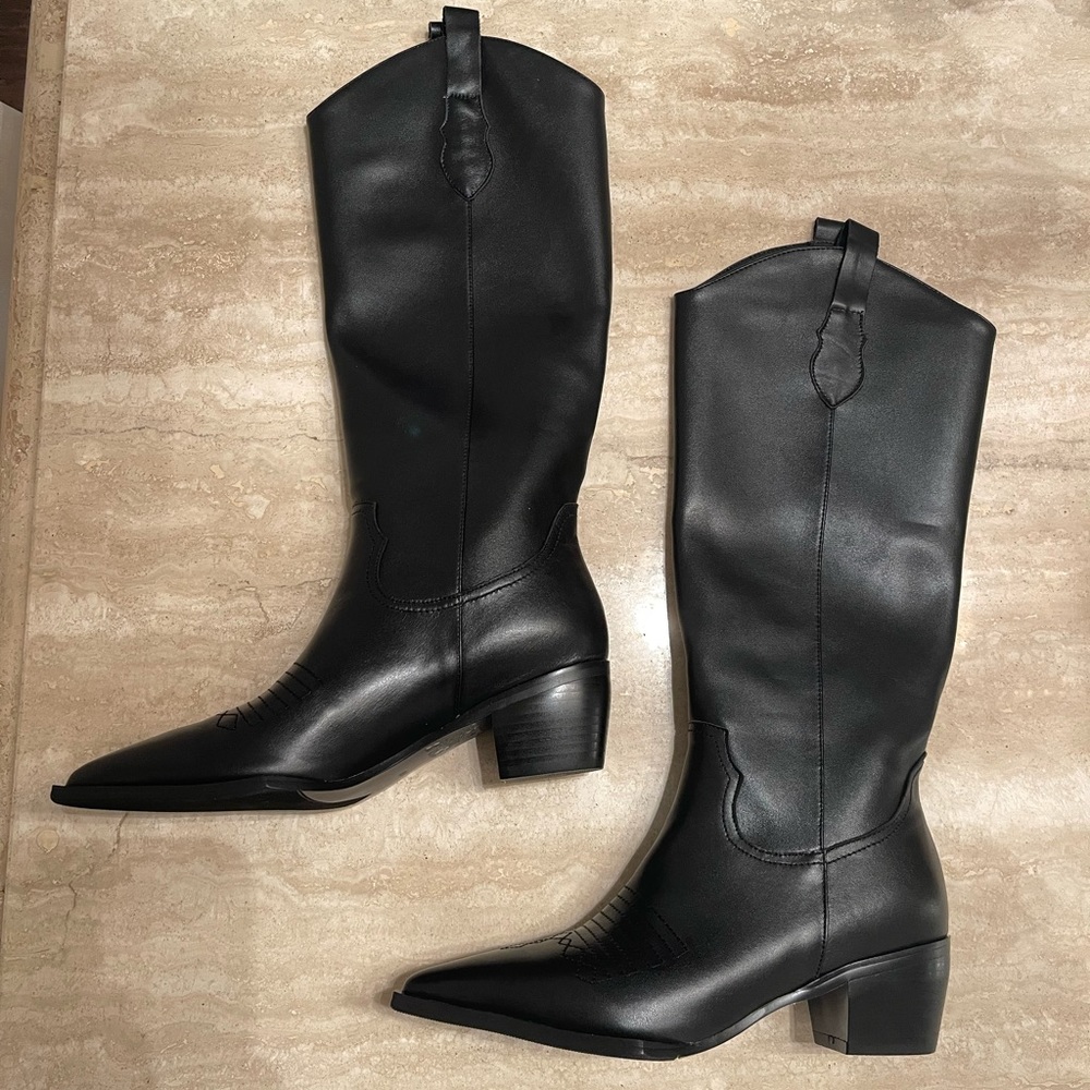 Black new cowboy boots